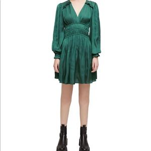 NWT Maje green smocked dress